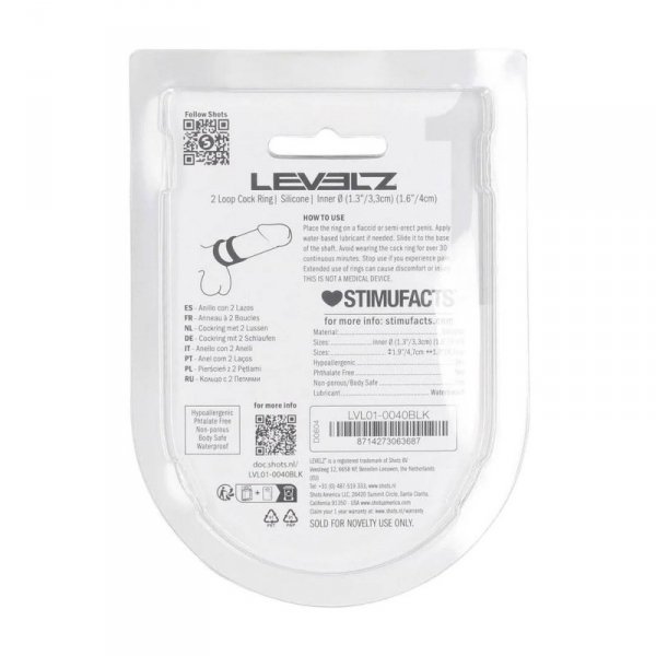 2 Loop Silicone Cockring - Black