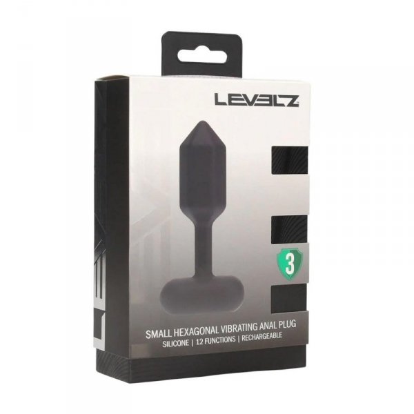 Hexagonal Vibrating Silicone Anal Plug - S - Black