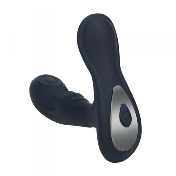 Vibrating and Tapping Silicone Prostate Massager with Ball Stimulator - Black