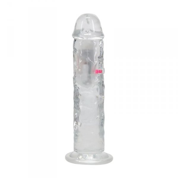 LED Vibrating Straight Cock - 20 cm - Transparent