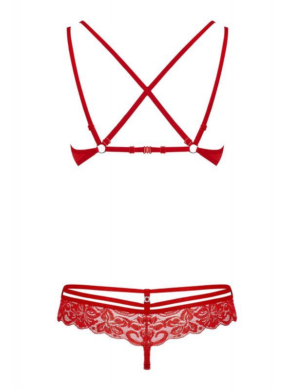 Bielizna-860-SET-3 komplet 2-częściowy czerwony  S/M