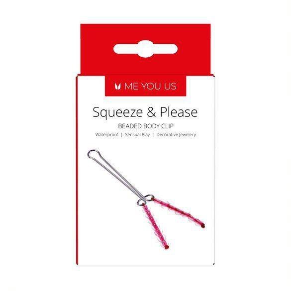 Stymulator- Me You Us Squeeze N Please Beaded Clit Clip Red