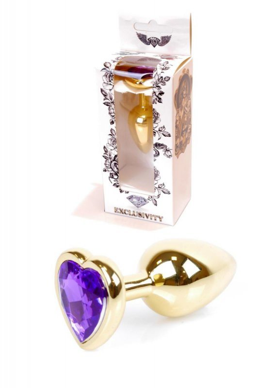 Plug-Jewellery Gold  Heart PLUG- Purple