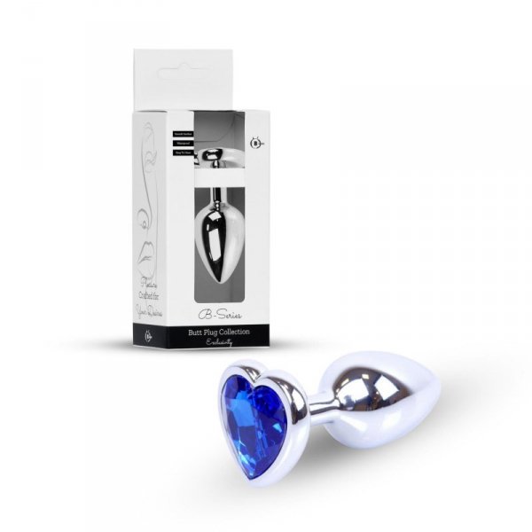 Plug-Jewellery Silver  Heart PLUG- Dark Blue
