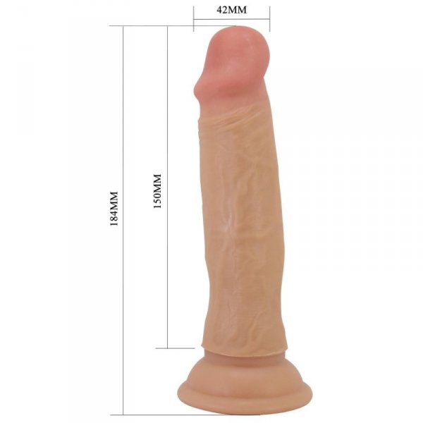 PRETTY LOVE - QUENTIN 7.2&quot;(184mm)  Sliding Skin Series TPR, Suction base Bendable