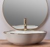 Umywalka ceramiczna nablatowa REA PEARL GOLD EDGE biała złoty rant