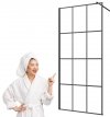 Invena ścianka walk-in 80x200 czarna kratka loft szkło 8 mm hartowane 