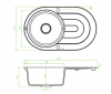 Zlewozmywak granitowy szary 1-komorowy DAFNE 470x780mm SBD_581T