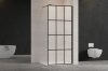 Invena ścianka walk-in 110x200 czarna kratka loft szkło 8 mm hartowane 