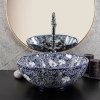 Umywalka ceramiczna, nablatowa ze wzorem REA SEVILLA granatowa, orientalna