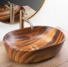 Umywalka ceramiczna nablatowa REA AMELIA WOOD MATT imitacja drewna
