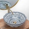 Umywalka ceramiczna nablatowa ze wzorem REA VIVIEN biało niebieska