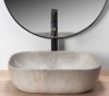 Umywalka ceramiczna nablatowa REA LIVIA BEIGE MAT imitacja kamienia beż