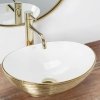 Umywalka ceramiczna nablatowa owalna REA SOFIA WHITE GOLD BRUSH