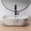 Umywalka ceramiczna nablatowa REA LIVIA STONE MAT szara imitacja kamienia