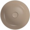 Umywalka ceramiczna nablatowa Larga okrągła 40 cm brązowy mat + korek