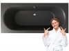Wanna prostokątna EXCELLENT OCEANA SLIM 170x75 cm antracyt mat + nogi + syfon czarny