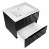 Zestaw szafka z umywalką Astor AMY czarny 60 cm ryflowany uchwyty czarne