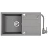 Zlewozmywak granitowy 1-komorowy BARBADOS szary 44x76 cm + bateria SBBA511T
