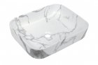 Umywalka ceramiczna nablatowa Florina 51 cm efekt marmuru biało/szary mat 