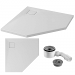 Brodzik pięciokątny Tako Slim 90x90 biały + syfon 