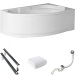 Wanna narożna asymetryczna 150x100 Marea prawa + biała obudowa + syfon