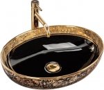 Umywalka ceramiczna nablatowa owalna REA MARGOT BLACK/GOLD