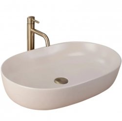Umywalka ceramiczna nablatowa owalna REA CLEO 61 BEIGE MATT beżowa matowa