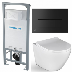 Stelaż WC + Przycisk M578 + Miska WC wisząca bez kołnierza DESNA + deska duroplast wolnoopadająca SLIM