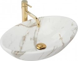 Umywalka ceramiczna nablatowa owalna REA PAMELA AIAX SHINY imitacja marmuru