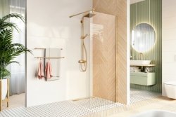 Ścianka prysznicowa narożna Easy In 120 szkło transparentne złota