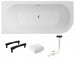 BESCO Wanna 160x75 Avita Slim Plus Lewa + Syfon w kolorze złotym