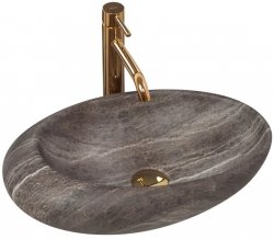 Umywalka ceramiczna nablatowa REA ROXY A STONE D.GREY imitacja kamienia