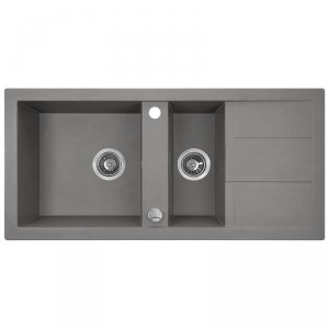 Zlewozmywak granitowy 1,5 komorowy BARBADOS szary 480x1000mm SBBE_531T