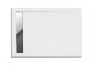 Brodzik posadzkowy 110x90x1,5x5 WEST New biały struktura kamienia + Ruszt chrom