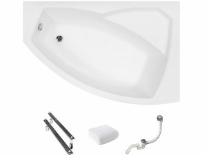 BESCO Wanna asymetryczna 150x95 Rima Prawa + Syfon