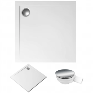Brodzik posadzkowy kwadratowy GEOS 80x80 + syfon