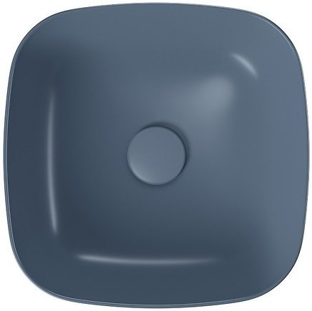 Umywalka ceramiczna nablatowa Larga kwadratowa 38x38 cm niebieska mat
