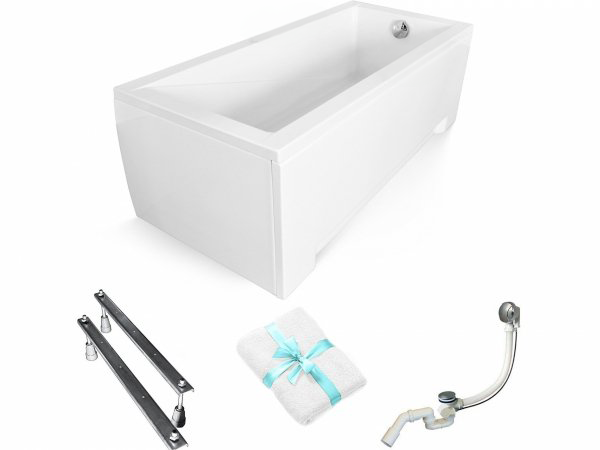 BESCO Wanna 180x80 Modern z białą obudową + Syfon