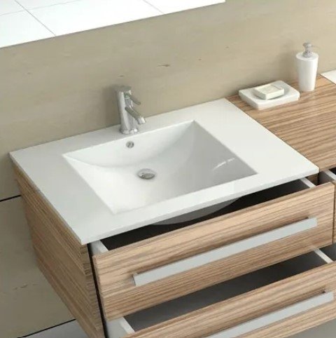 Umywalka ceramiczna wpuszczana w blat REA DAFNE 70 WHITE biała prostokątna