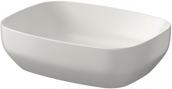 Umywalka ceramiczna nablatowa Larga prostokątna 50x38 cm jasnoszary mat + korek