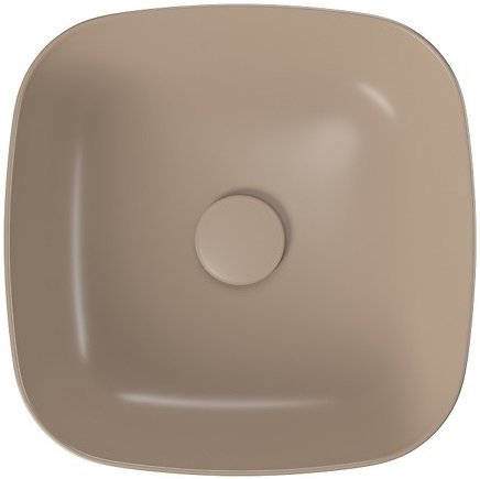 Umywalka ceramiczna nablatowa Larga kwadratowa 38x38 cm brązowy mat