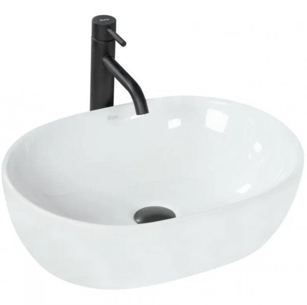 Umywalka ceramiczna nablatowa owalna REA AMELIA biała