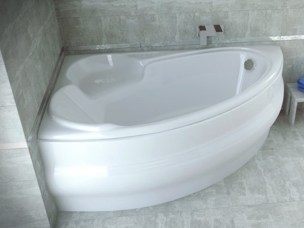BESCO Wanna narożna Finezja Nova lewa 155x95 z białą obudową + syfon