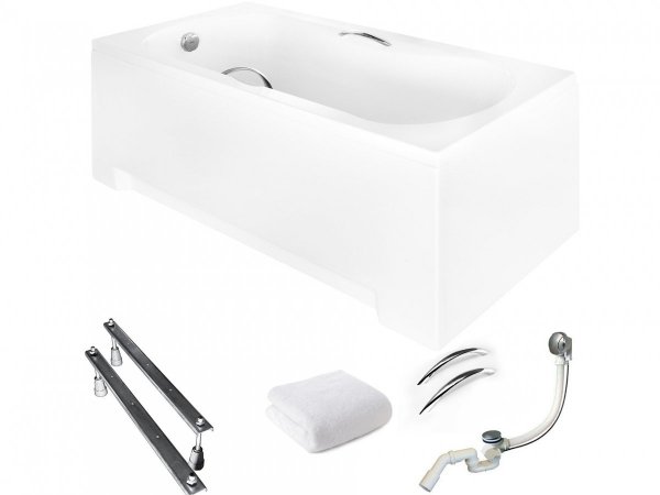 BESCO Wanna 160x70 Aria Plus z białą obudową + Syfon
