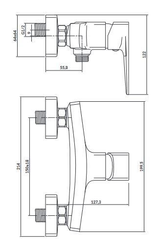 Bateria natryskowa ścienna Larga czarna S951-382