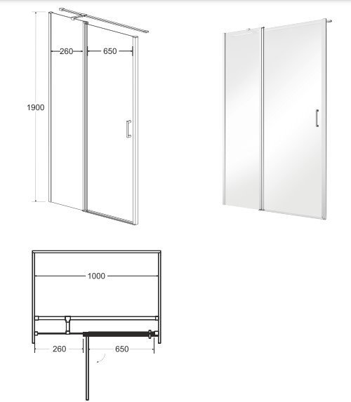 Exo-C drzwi prysznicowe walk-in 100x190