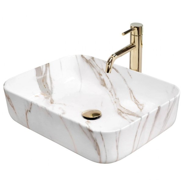 Umywalka ceramiczna nablatowa REA DEMI AIAX imitacja kamienia