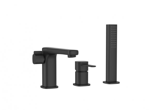 BATERIA wannowa 3-otworowa INVENA GLAMOUR jednouchwytowa nawannowa czarna