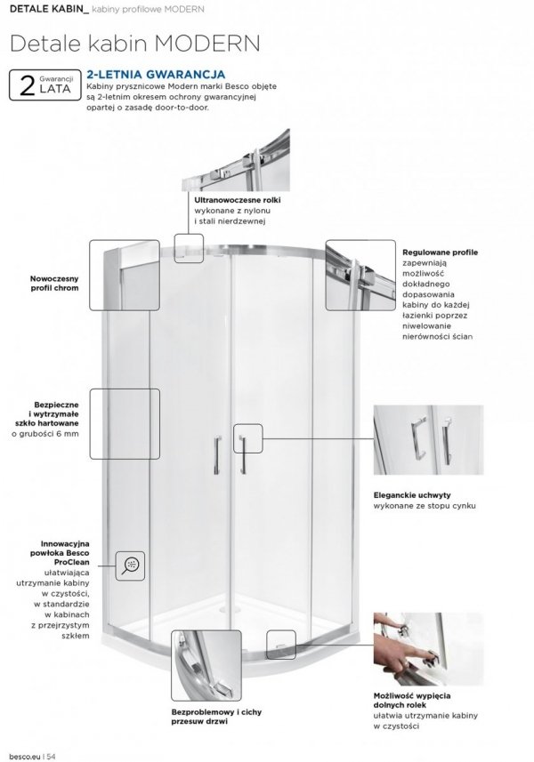 Kabina prysznicowa asymetryczna Modern 185 100x80 cm transparentna